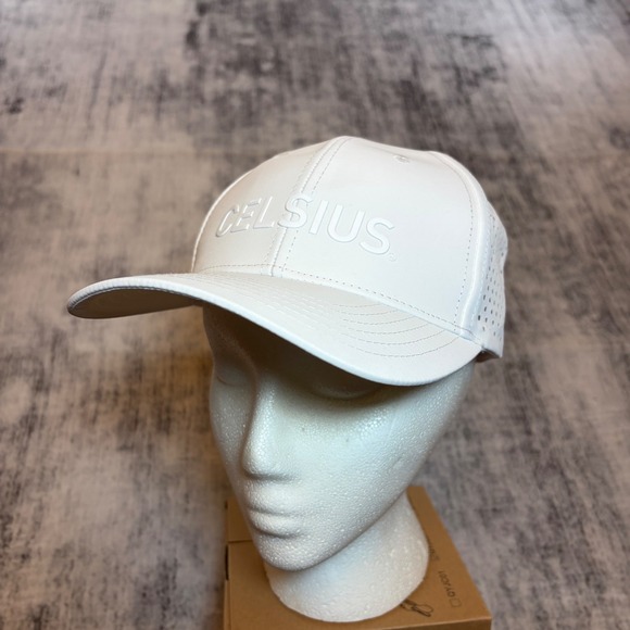 Celsius Energy Drink Other - Celsius Energy Drink White Perforated Snapback Hat Embossed Logo Performance Cap